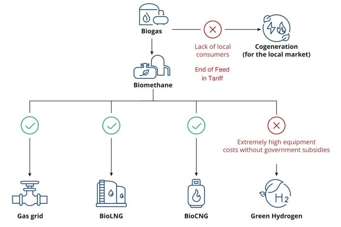 Infographic of the biogas-to-biomethane process